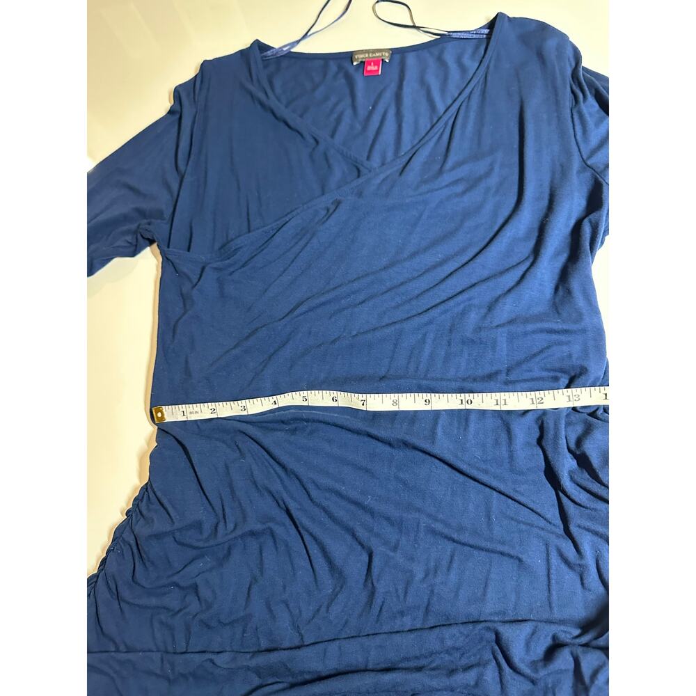 Women L Vince Camuto blue 3/4 sleeve wrap v-neck blouse top shirt work casual - Picture 8 of 10